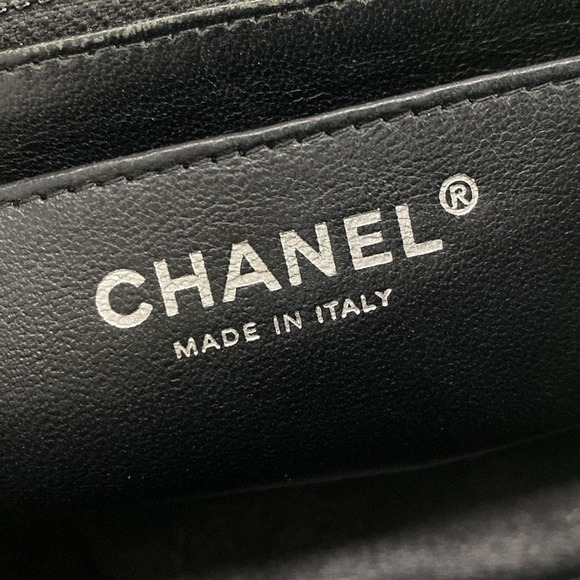 Chanel Mini Square Flap Bag Patent Leather Quilted Black/Silver CC Authentic - Picture 11 of 16